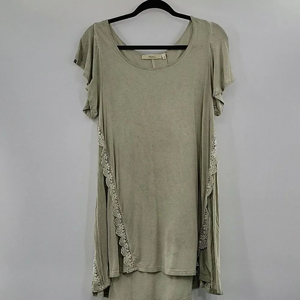 3 For $20 Andree Green stonewash fabric w/ crochet design size S